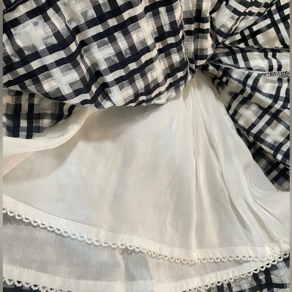 NWT  Anthropologie‎  Maeve Plaid Mini Retro Sundress Blk/White Size 10. Rt $170